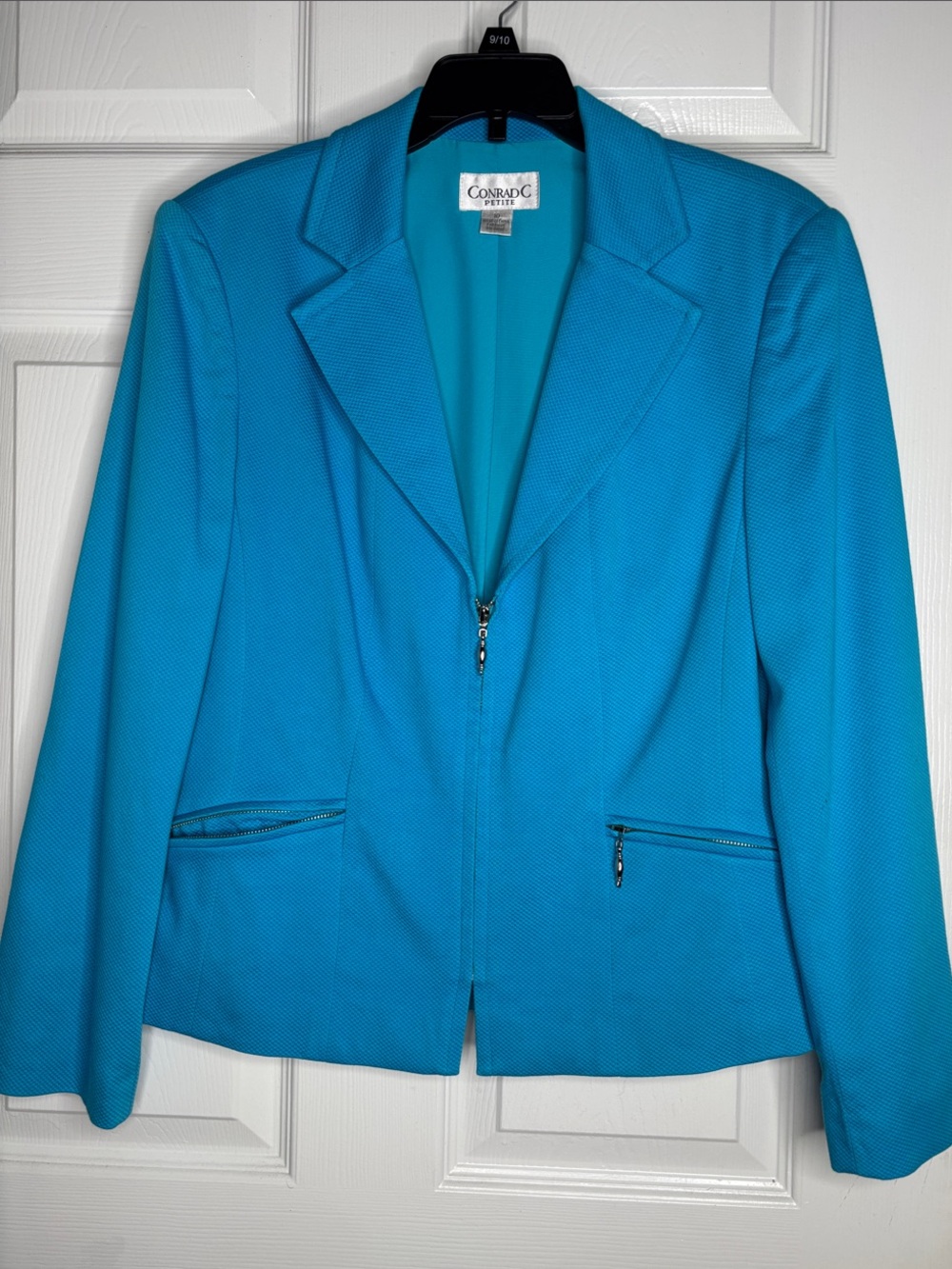 Conrad C Petite Turquoise Zip-Front Blazer